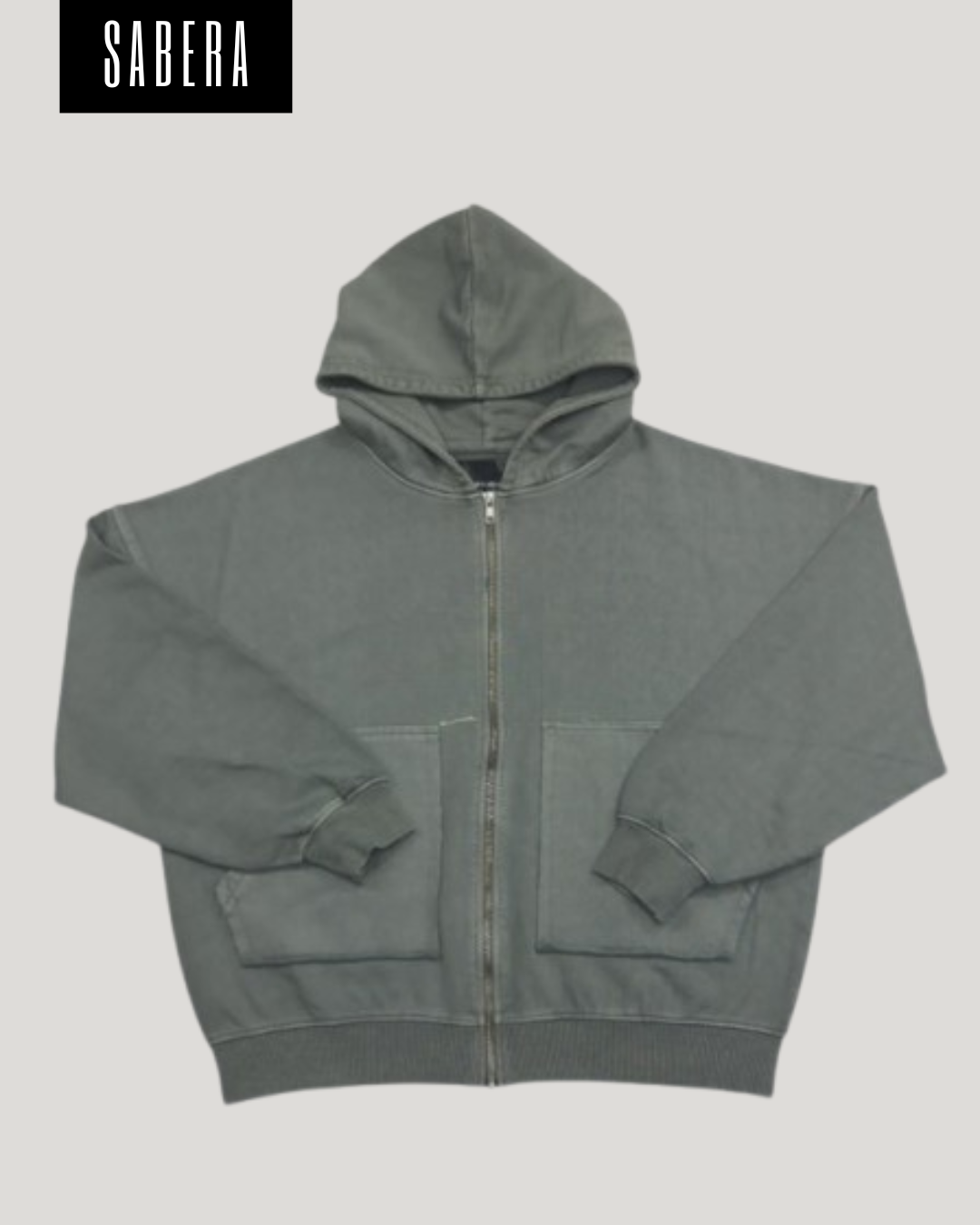Grey faded wash cotton hoodie