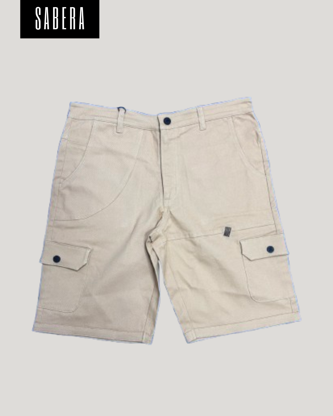 Beige twill cargo shorts